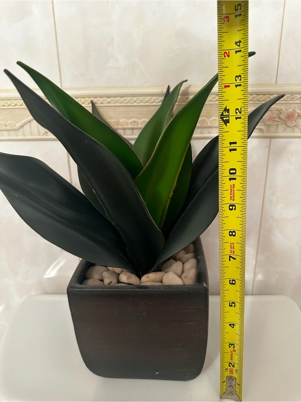 12” Agave Succulent Artificial Plant Home Decor In Black Square Planter